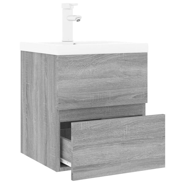 vidaXL Mobile Bagno e Lavabo Integrato Grigio Sonoma Legno Multistrato