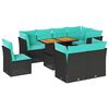 vidaXL Set Divani da Giardino 9 pz con Cuscini Nero in Polyrattan