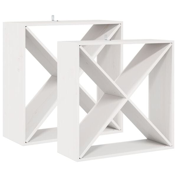 vidaXL Portabottiglie 2 pcs Bianco 62 x 25 x 62 cm Pino massello