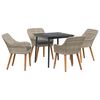 vidaXL Set da pranzo Grigio chiaro Poly Rattan