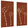 vidaXL Decorazioni Muro da Giardino 2pz 105x55 cm Fiore Acciaio Corten