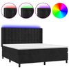 vidaXL Letto a Molle con Materasso e LED Nero 180x200 cm in Velluto