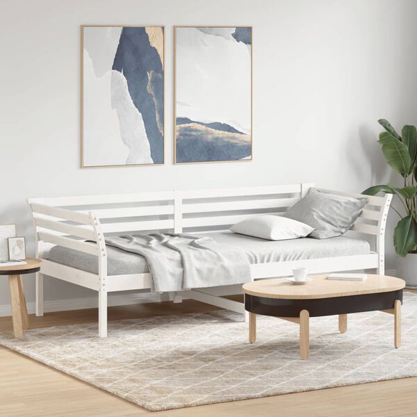vidaXL Dormeuse senza Materasso Bianca 90x200 cm Legno Massello Pino
