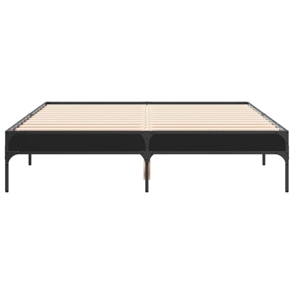vidaXL Giroletto Nero 135x190 cm in Legno Multistrato e Metallo