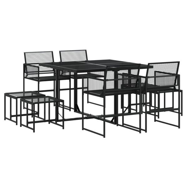 vidaXL Set da Pranzo da Giardino 9 pz Nero in Polyrattan