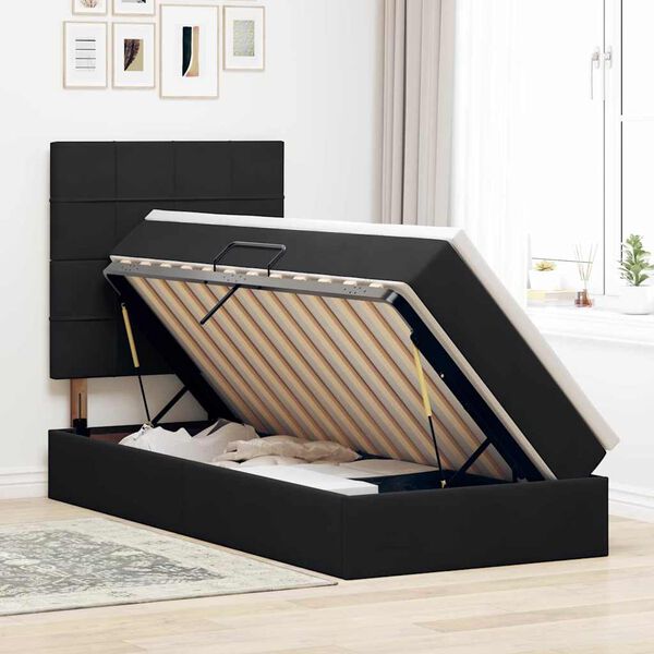 vidaXL Letto con contenitore e materasso Nero 90 x 190 cm Velluto