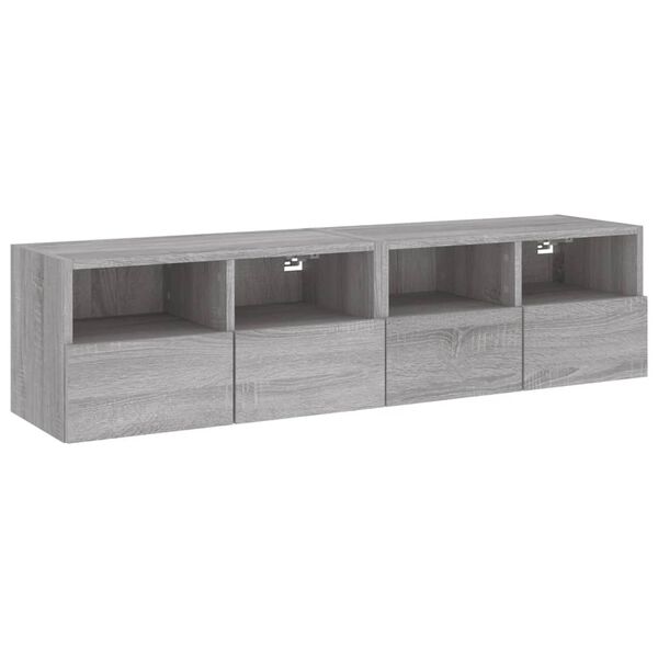 vidaXL Mobili TV Muro 2pz Grigio Sonoma 60x30x30 cm Legno Multistrato