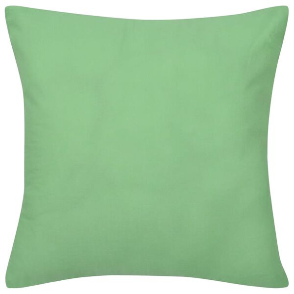 vidaXL Federe 4 pz per Cuscini in Cotone Verde Mela 40 x 40 cm