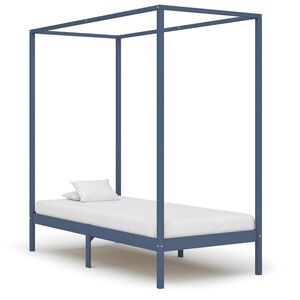 vidaXL Giroletto con Baldacchino senza Materasso Grigio Pino 90x200 cm