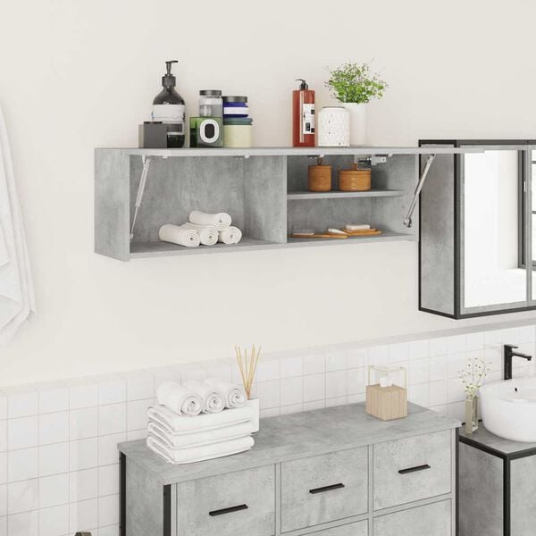 vidaXL Armadietto da Bagno Grigio Cemento 100x25x30 cm in Truciolato