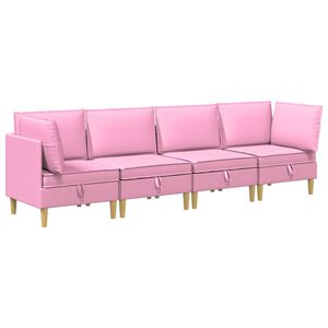 vidaXL Set di divani modulari con spazio di archiviazione 4 pz Rosa