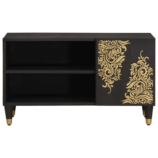 vidaXL Mobile TV Nero 80 x 33 x 46 cm Legno di mango massello