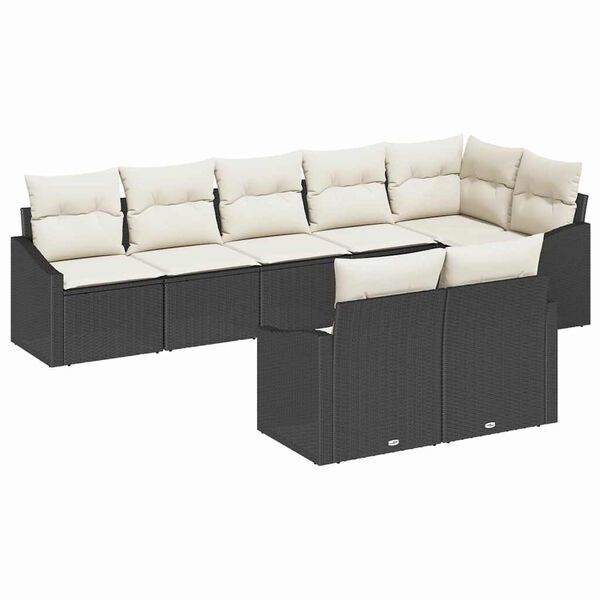vidaXL Set di divani con cuscino 8 pcs Nero polyrattan