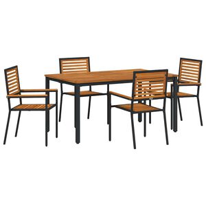 vidaXL Set da Pranzo per Giardino 5 pcs Nero e Marrone polyrattan
