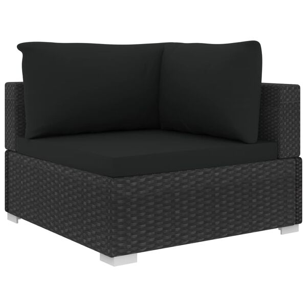 vidaXL Set Divani da Giardino 11 pz con Cuscini in Polyrattan Nero