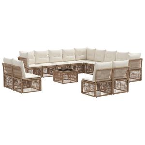 vidaXL Set Divano da Giardino 14 pz Beige polyrattan