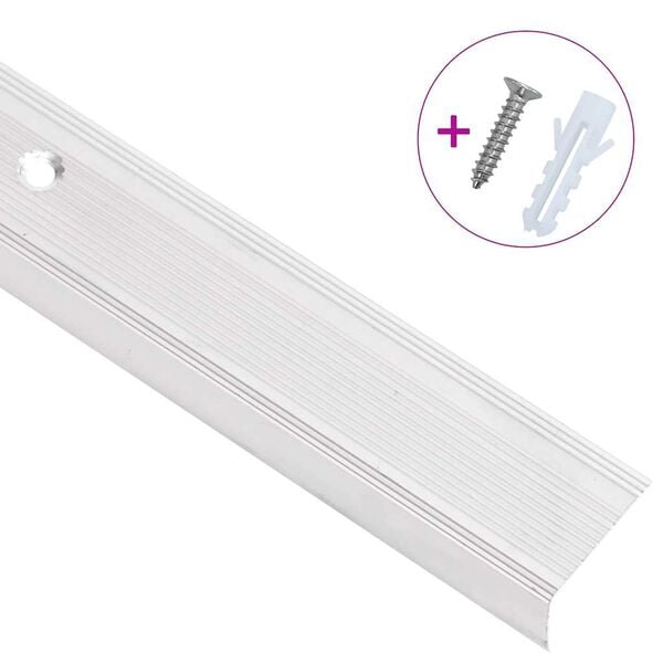 vidaXL Profili a L per Gradini 5 pz in Alluminio 100 cm Argento