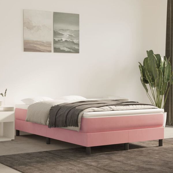 vidaXL Giroletto a Molle con Materasso Rosa 120x200 cm in Velluto