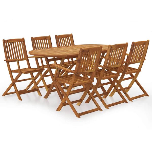 vidaXL Set da Pranzo da Giardino 7 pz Pieghevole in Massello di Acacia
