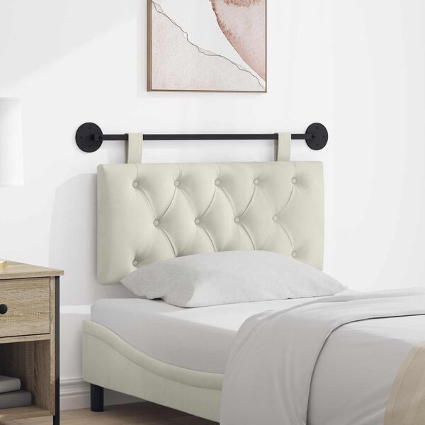 vidaXL Testata appesa Montaggio a parete Crema 100 x 55 x 7 cm Velluto