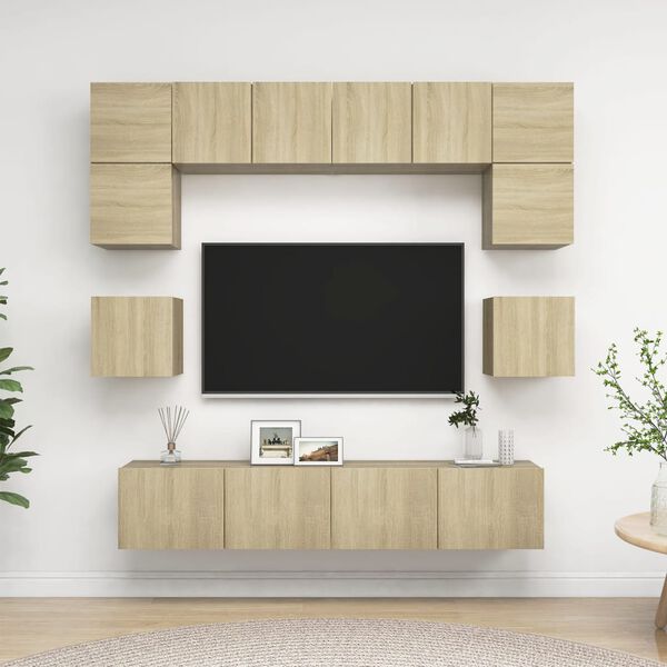 vidaXL Set di Mobili TV 8 pz Rovere Sonoma in Legno Multistrato