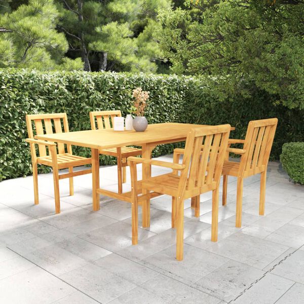 vidaXL Set da Pranzo da Giardino 5 pz in Legno Massello di Teak
