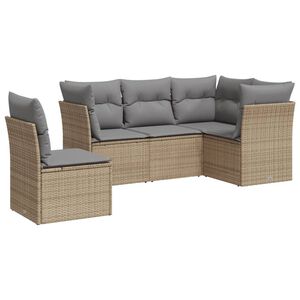 vidaXL Set Divano da Giardino 5 pz con Cuscini Beige in Polyrattan