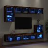 vidaXL Mobili TV a Muro con LED 8pz Rovere Fumo in Legno Multistrato
