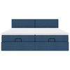 vidaXL Struttura Letto Pouf con Materassi Blu 160x200 cm in Tessuto