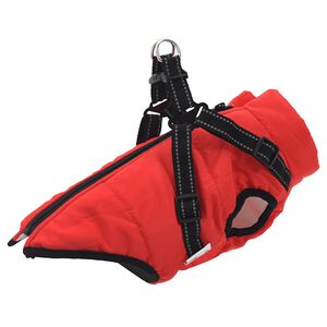 vidaXL Cappotto Cani Imbracatura Impermeabile Riflettente Rosso L24