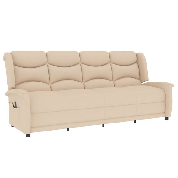 vidaXL Poltrona Massaggiante Reclinabile a 4 Posti Crema Tessuto