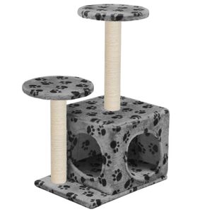 vidaXL Albero per Gatti e Tiragraffi Sisal 60 cm Zampe Stampate Grigio