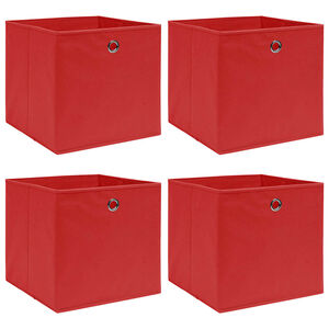 vidaXL Scatole Portaoggetti 4pz Rosse 32x32x32 cm Tessuto