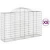 vidaXL Cesti Gabbioni ad Arco 8 pz 200x50x120/140 cm Ferro Zincato