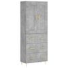 vidaXL Credenza Grigio Cemento 69,5x34x180 cm in Legno Multistrato