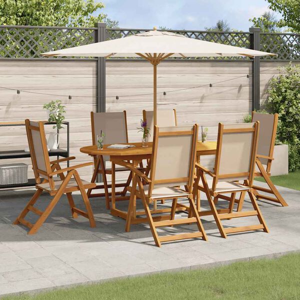 vidaXL Set Pranzo da Giardino 7pz Legno Massello di Acacia e Textilene