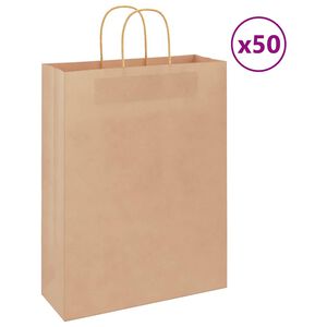 vidaXL Sacchetti di Carta 50 pz con Manici Marrone 32x12x42 cm
