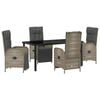 vidaXL Set da Pranzo per Giardino 5 pz Grigio polyrattan