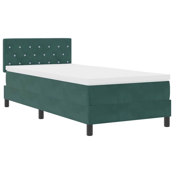 vidaXL Letto a Sorgente LED con led Verde Scuro 90 x 190 cm Velluto