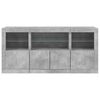 vidaXL Credenza con Luci LED Grigio Cemento 142,5x37x67 cm