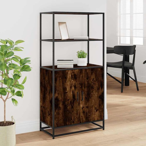 vidaXL Credenza Rovere Fumo 68x35x139 cm Legno Multistrato Metallo