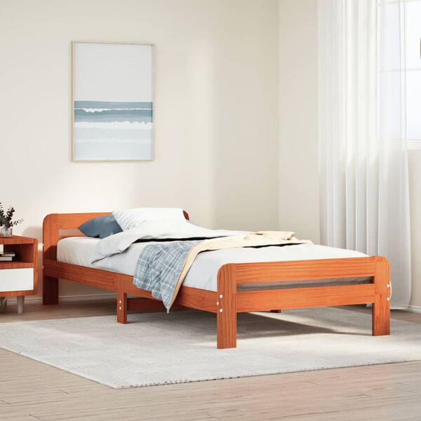 vidaXL Letto senza Materasso Marrone Cera 90x200 cm Legno di Pino