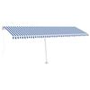 vidaXL Tenda da Sole Retrattile Manuale con LED 600x300cm Blu e Bianco