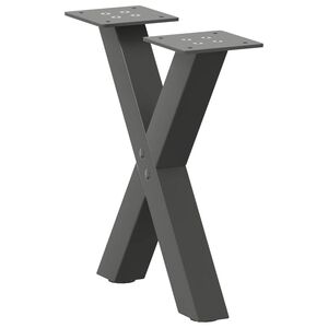 vidaXL Gambe per Tavolino da Caff&egrave; a Forma di X 2 pz Antracite 37x(30-31) cm Acciaio