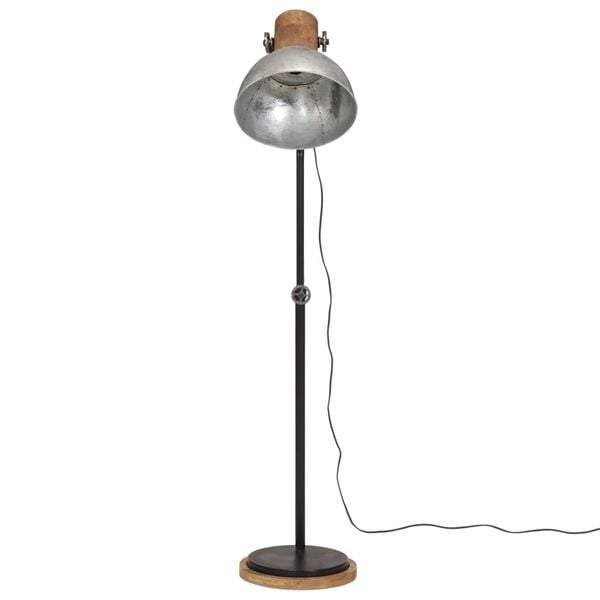 vidaXL Lampada da Terra 25 W Argento Vintage 30x30x100-150 cm E27