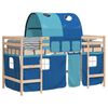 vidaXL Letto a Soppalco con Tunnel Bambini Blu 80x200cm Massello Pino