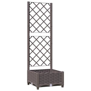 vidaXL Fioriera da Giardino con Graticcio Marrone 40x40x121,5 cm in PP
