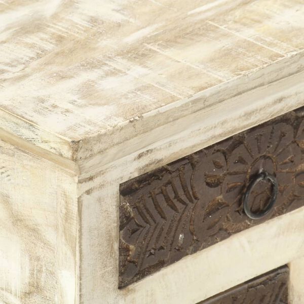 vidaXL Tavolino da Salotto Bianco 68x68x30 cm Legno Massello di Mango