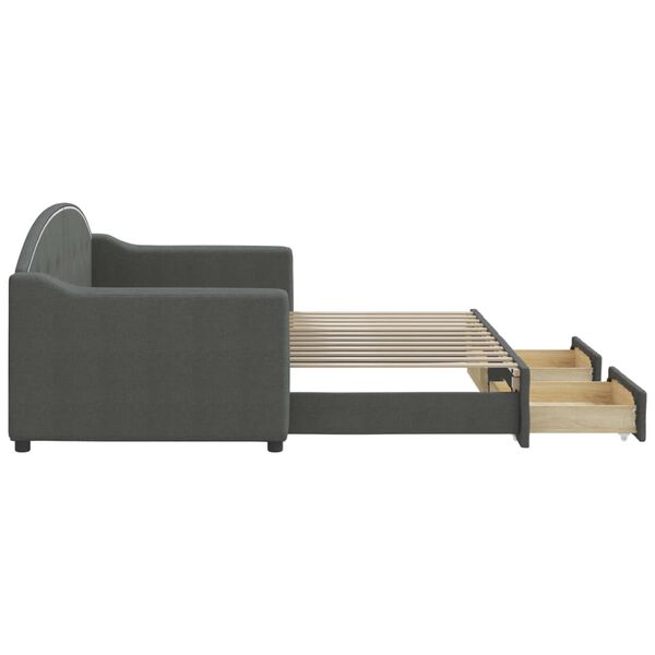 vidaXL Divano Letto Estraibile Cassetti Grigio Scuro 80x200cm Tessuto