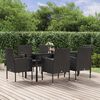 vidaXL Set da Pranzo da Giardino 7 pz Nero con Cuscini in Polyrattan